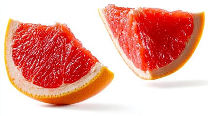 A half of a grapefruit cut in half on a white background