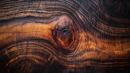 Fototapeta premium Dark brown wood grain texture with knot.