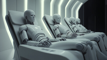 Fototapeta premium Ai-driven healthcare robots enhance cybersecurity measures in modern medical facilities