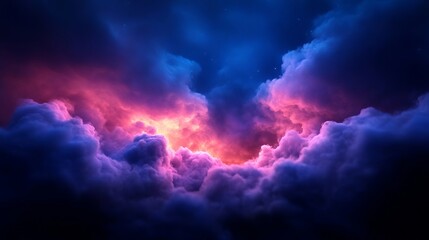 Obraz premium A purple and blue sky with clouds in the middle of it