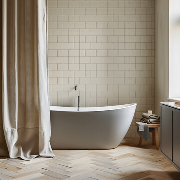 Une baignoire grise dans une salle de bain.