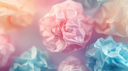 Fototapeta premium Delicate Pastel Paper Balls Arranged in Soft Shades on a Light Background for Creative and Artistic Use