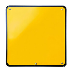 Blank Yellow Road Sign Isolated on White Background Empty Traffic Signage Mockup Copy Space Traffic Signal Notice Template Warning Transportation Concept Rectangular Yellow Sign Board with Metal