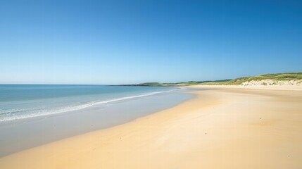 Obraz premium Serene Beach Landscape with Golden Sand and Clear Blue Sky