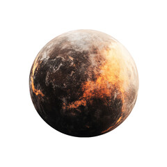 Burning planet isolated on white background fiery planet global warming concept climate change concept space art high resolution image