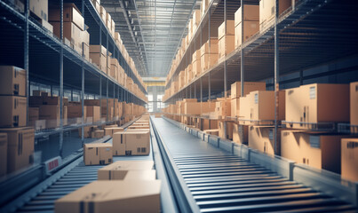Obraz premium Modern Warehouse for High-Speed Order Fulfillment