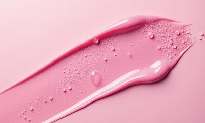 Cosmetic swatches lip gloss textures shimmering pink hues