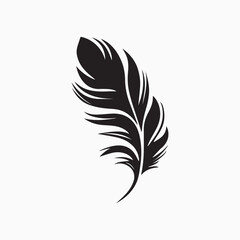Obraz premium feather vector art silhouette icon, feather logo icon. feather of birds isolated on white background.