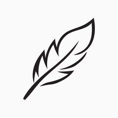 Obraz premium feather vector art silhouette icon, feather logo icon. feather of birds isolated on white background.