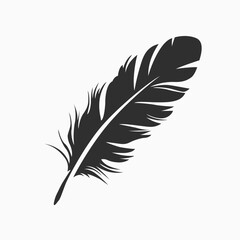 Obraz premium feather vector art silhouette icon, soft feather logo icon isolated on white background.