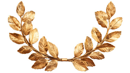 Isolate Golden Laurel Wreath on Transparent Background 