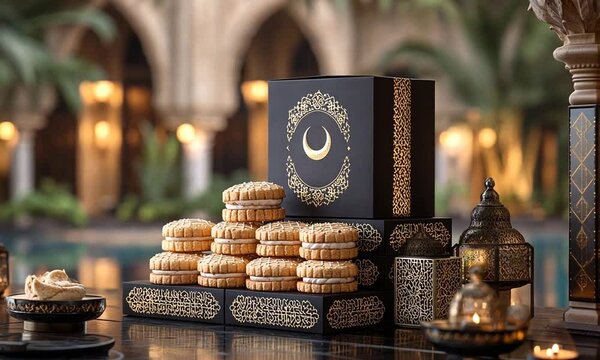 A beautifully arranged display of traditional cookies in an elegant setting.