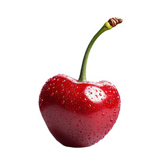 Fresh Ripe Red Cherry with Water Droplets Isolated on White Background healthy juicy fruit closeup macro photography ingredient for desserts and snacks vitamins and antioxidants summer harvest sweet