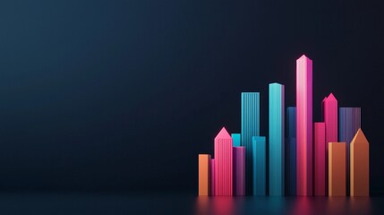 A vibrant graphic depicting colorful skyscrapers against a dark backdrop, symbolizing growth and innovation in urban development.