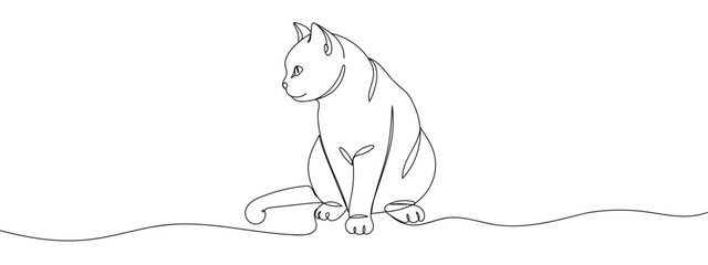 cat line art style vector with transparent background editable stroke.