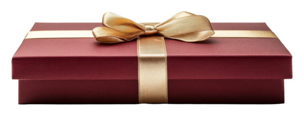 Red gift box with golden ribbon, elegance and celebration concept