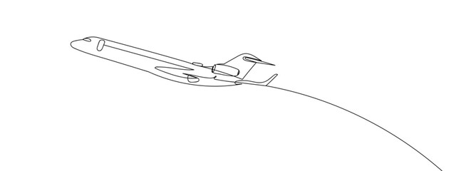 airplane line art style vector with transparent background editable stroke.