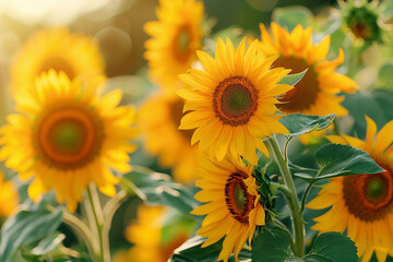 Obraz premium Sunflowers: Elegant Tall Plants with Beautiful Yellow Petals