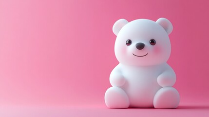 Obraz premium Cute white 3D bear on pink background.