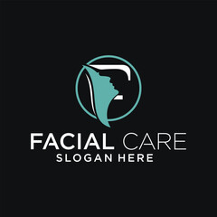 Women's facial skin care logo design, beauty salon logo, facial skin health.