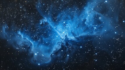 Fototapeta premium Cosmic Nebula: A Celestial Tapestry of Blue