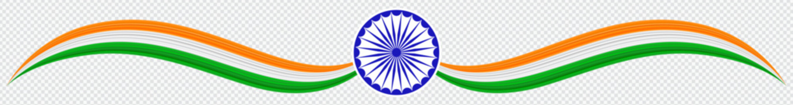 Indian Flag Design, Banner,  Tricolor Swirl with Ashoka Chakra

