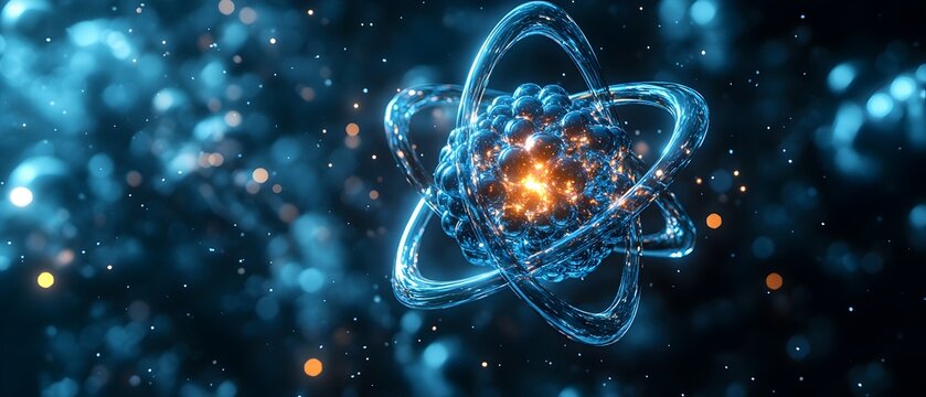 Highly detailed and 3D model of a technetium atom