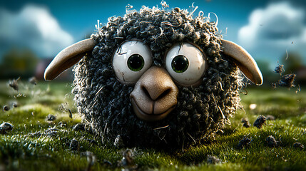 Сute Brown Cartoon Sheep Illustration