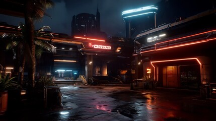 Cyberpunk Cityscape: Neon-Lit Night in a Futuristic Metropolis