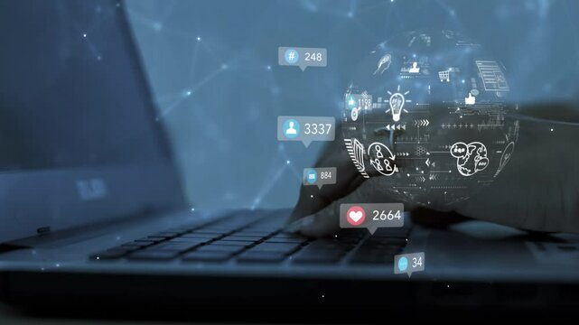 Businesswoman uses computer analyze SEO Search Engine optimization, advertising, communication, digital, business, marketing, technology, digital marketing, online, , goals,ads, website, social media,