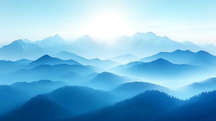 Fototapeta premium Serene Blue Mountains Under a Misty Sky