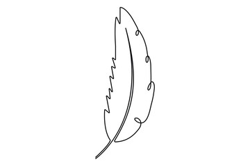 Bird feather continuous one line drawing of bird feather icon  Isolated on white background vector illustration
