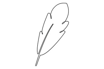 Bird feather continuous one line drawing of bird feather icon  Isolated on white background vector illustration
