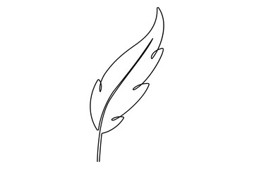 Bird feather continuous one line drawing of bird feather icon  Isolated on white background vector illustration
