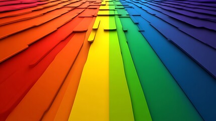 Abstract Rainbow Colored Layered Geometric Design