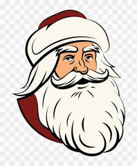 Santa Claus. Saint Nicolas. Father Christmas. Vintage Santa Claus head. Symbol of New Year and Christmas. Vector flat illustration on transparent background
