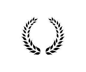 Laurel wreath award icon. Heraldic trophy crest, Greek and Roman olive branch award, winner round emblem illustration on transparent background PNG. 
