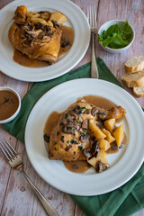 chicken with mushrooms and pineapple, homemade recipe