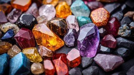 Various colored gems gemstone jewelry crystal.