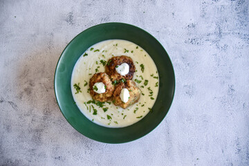 aubergine meatballs. vegetarian meatballs with vegetable cream. homemade recipe