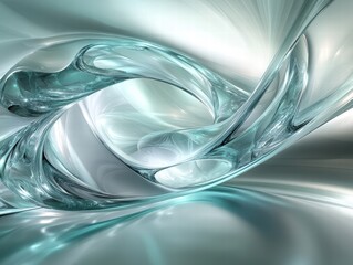 Dynamic Flow of Abstract Geometric Shapes Digital Environment Matte Teal and Silver Grey Composition Modern Art Close-Up View Contemporary Concept
