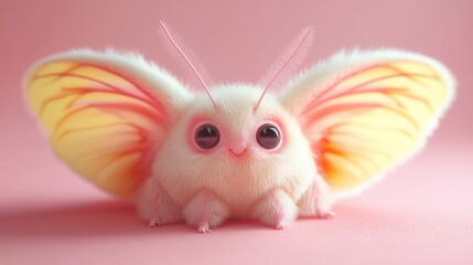 Obraz premium Cute fluffy fantasy creature with large wings.