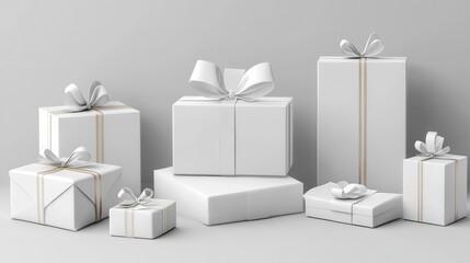Realistic isolated white background with a white box packaging set.