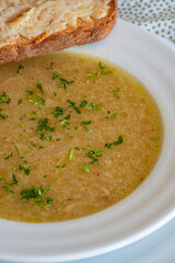 onion soup with bread, homemade recipe