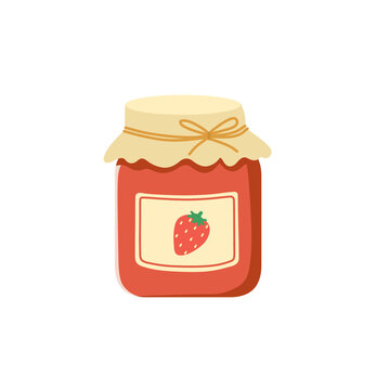 recommend clip art: Cute strawberry jam clipart. Strawberry jam with label.