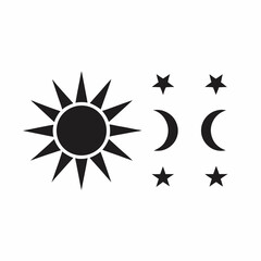 Minimalistic Sun and Moon Vector Design.