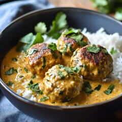 Indian Chicken Meatballs in Creamy Coconut Sauce 