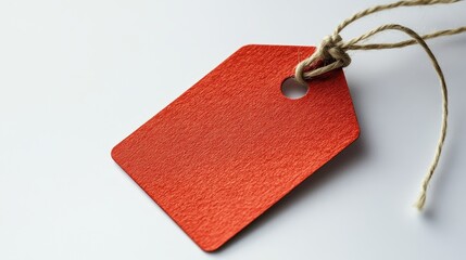 Isolated on white, this vibrant price tag showcases striking typography and a string, perfect for highlighting pricing and branding.