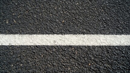 Fototapeta premium Asphalt road surface with a distinct white line creates a visually striking background. This asphalt road surface offers ample copy space for various design needs.