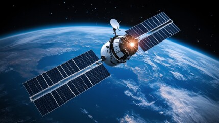 Advanced Satellite Monitoring Planet Earth From Space, A Vision Of Future Technology.